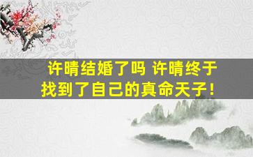 许晴结婚了吗 许晴终于找到了自己的真命天子！
